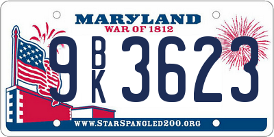 MD license plate 9BK3623