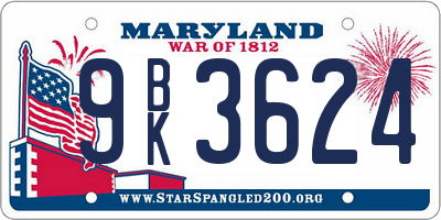 MD license plate 9BK3624