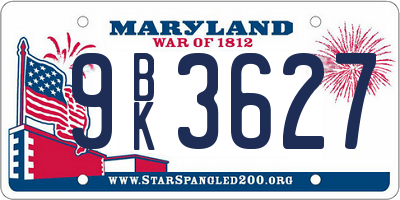 MD license plate 9BK3627