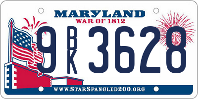 MD license plate 9BK3628