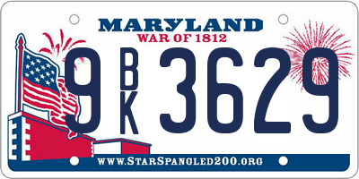 MD license plate 9BK3629