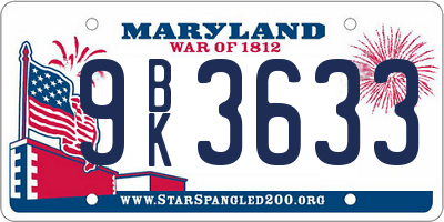MD license plate 9BK3633