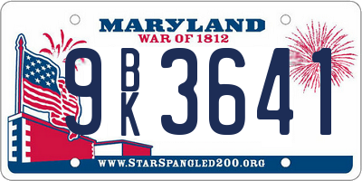 MD license plate 9BK3641