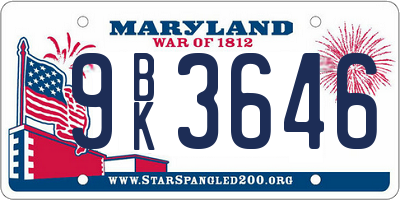 MD license plate 9BK3646