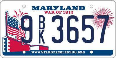 MD license plate 9BK3657
