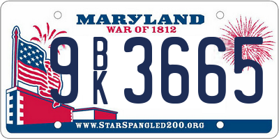 MD license plate 9BK3665