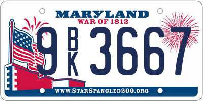 MD license plate 9BK3667