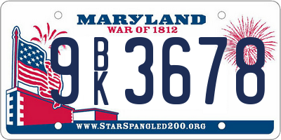 MD license plate 9BK3678