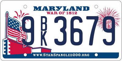 MD license plate 9BK3679
