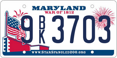 MD license plate 9BK3703