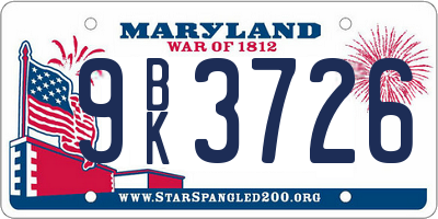 MD license plate 9BK3726