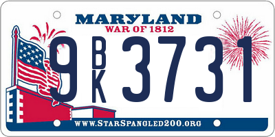 MD license plate 9BK3731
