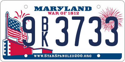 MD license plate 9BK3733