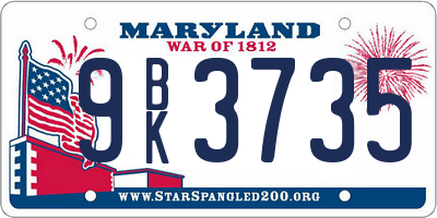 MD license plate 9BK3735