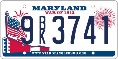 MD license plate 9BK3741