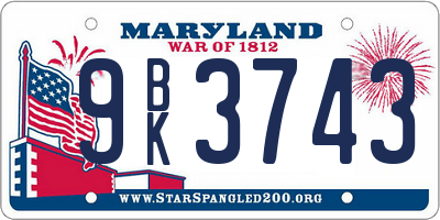 MD license plate 9BK3743