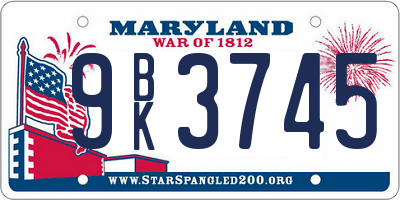 MD license plate 9BK3745