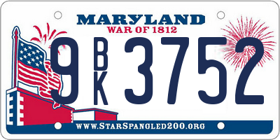 MD license plate 9BK3752
