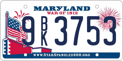 MD license plate 9BK3753
