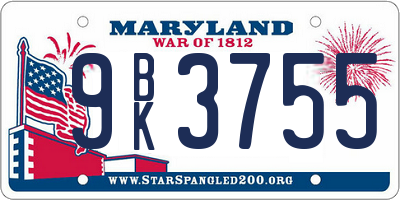 MD license plate 9BK3755