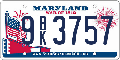 MD license plate 9BK3757