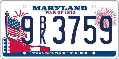 MD license plate 9BK3759