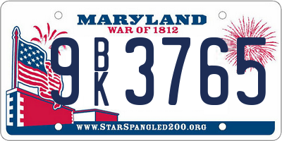 MD license plate 9BK3765