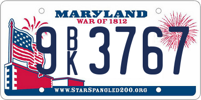 MD license plate 9BK3767