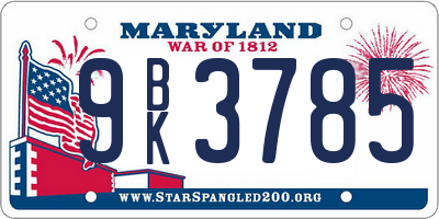 MD license plate 9BK3785