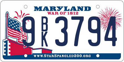 MD license plate 9BK3794