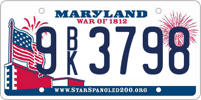 MD license plate 9BK3798