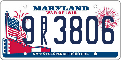 MD license plate 9BK3806