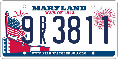 MD license plate 9BK3811