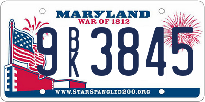 MD license plate 9BK3845
