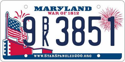 MD license plate 9BK3851