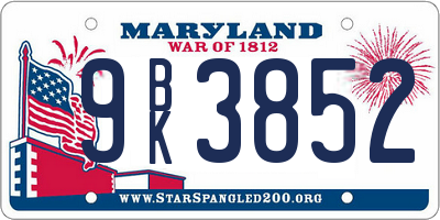 MD license plate 9BK3852