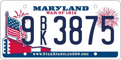 MD license plate 9BK3875