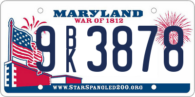 MD license plate 9BK3878