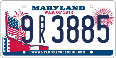 MD license plate 9BK3885