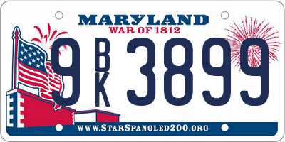 MD license plate 9BK3899