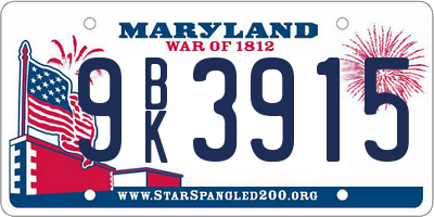 MD license plate 9BK3915