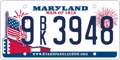 MD license plate 9BK3948