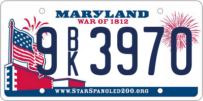 MD license plate 9BK3970