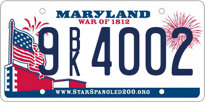 MD license plate 9BK4002