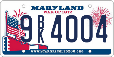 MD license plate 9BK4004