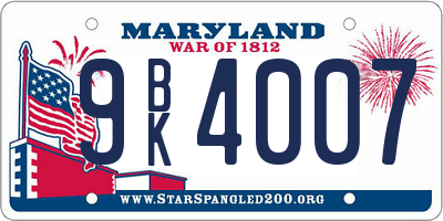MD license plate 9BK4007