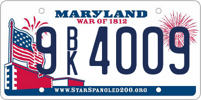 MD license plate 9BK4009