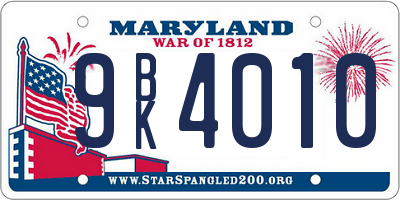 MD license plate 9BK4010