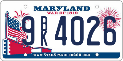 MD license plate 9BK4026