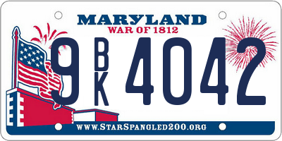 MD license plate 9BK4042
